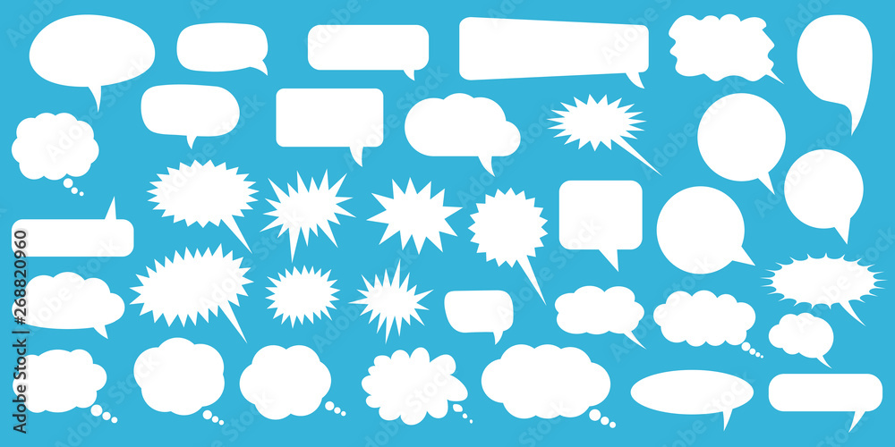Set of speech bubbles. Blank empty vector white speech bubbles. Cartoon balloon word design. - obrazy, fototapety, plakaty 