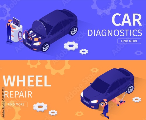 Set for Car Diagnostics and Wheel Repair Service