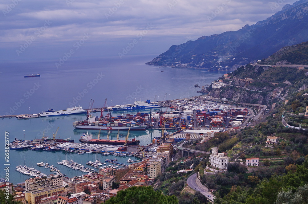 Aerial view of Salerno, Italy