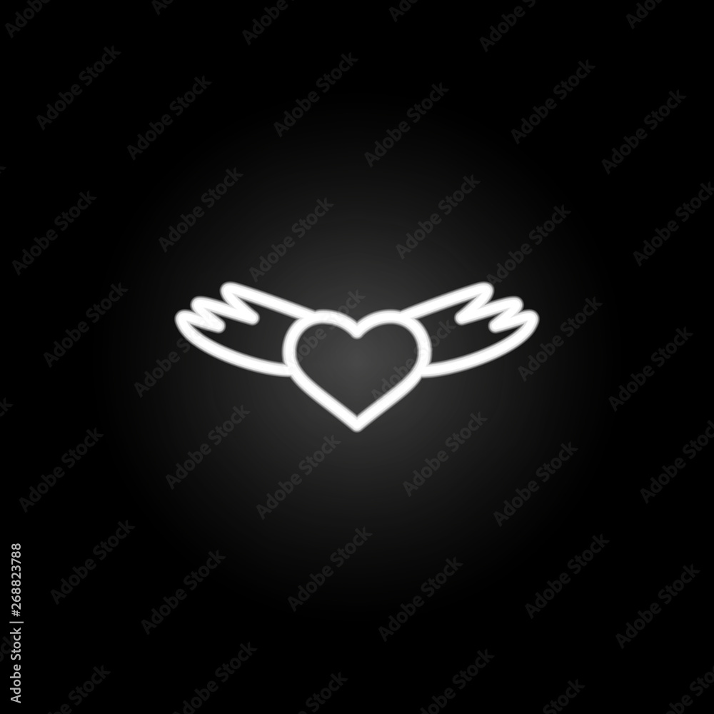 heart with wings neon icon. Elements of Heartbeat set. Simple icon for websites, web design, mobile app, info graphics heart with wings neon icon. Elements of Heartbeat set. Simple icon for websites, web design, mobile app, info graphics
