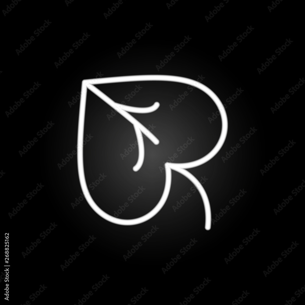 heart shaped leaf neon icon. Elements of Heartbeat set. Simple icon for websites, web design, mobile app, info graphics heart shaped leaf neon icon. Elements of Heartbeat set. Simple icon for websites, web design, mobile app, info graphics