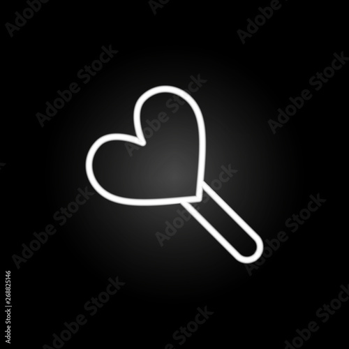 ice cream stick with heart neon icon. Elements of Heartbeat set. Simple icon for websites, web design, mobile app, info graphics