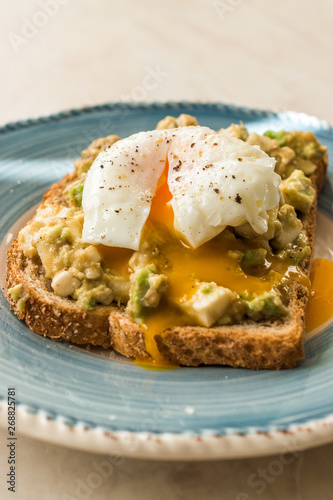 Poached Egg with Avocado Toast for Breakfast.