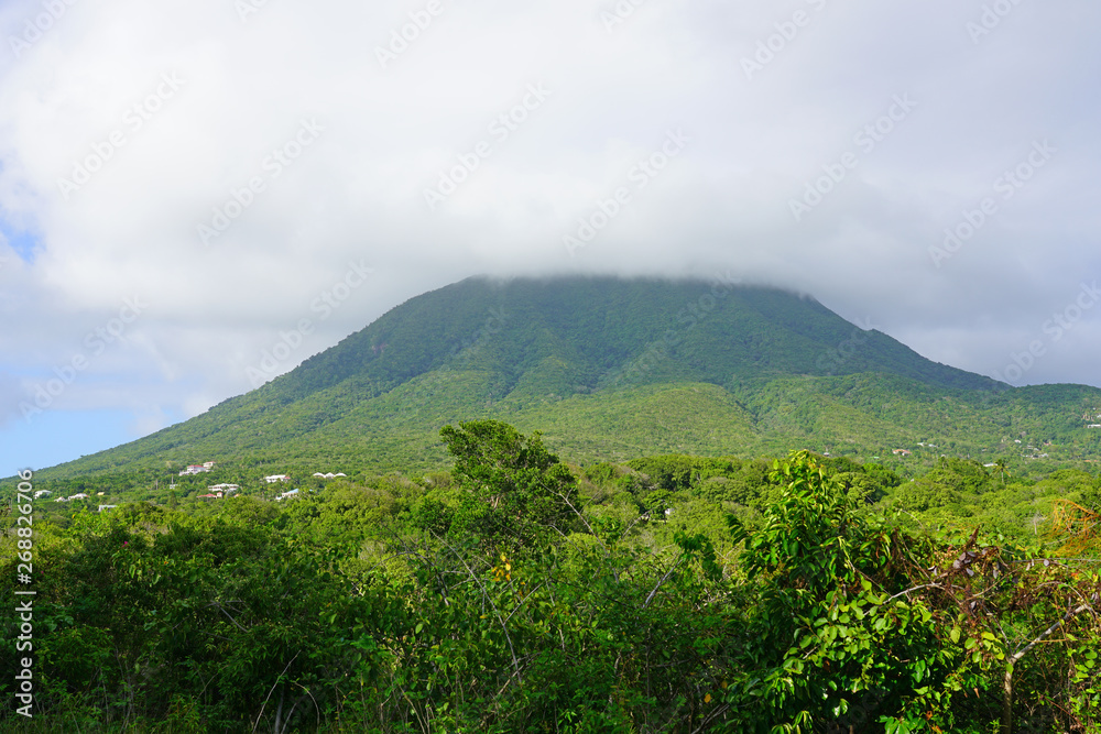 View of the Nevis Peak volcano in St Kitts and Nevis View of the Nevis Peak volcano in St Kitts and Nevis