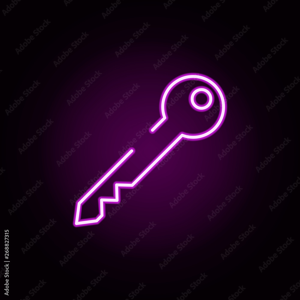 key neon icon. Elements of security set. Simple icon for websites, web design, mobile app, info graphics