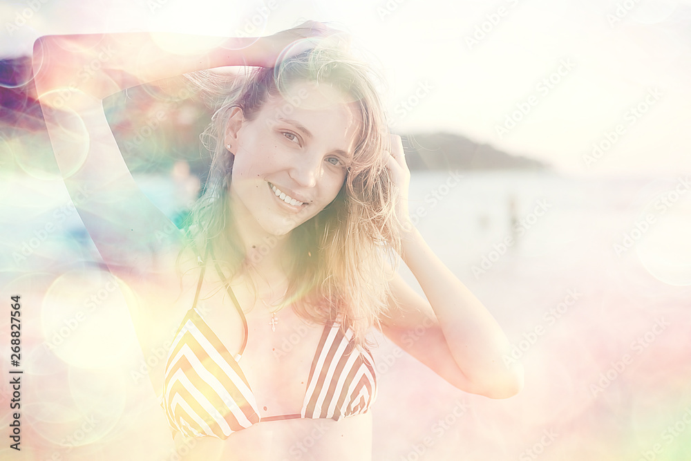 happy girl summer vacation / summer look, beautiful girl young leave happy facial expression happy girl summer vacation / summer look, beautiful girl young leave happy facial expression