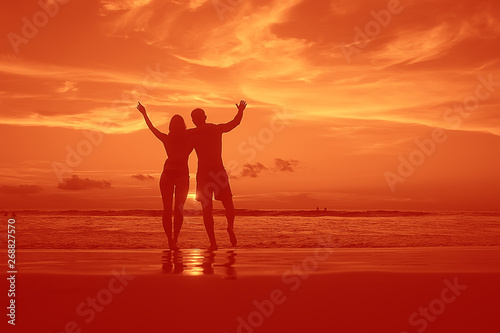loving couple on the beach / summer vacation, sea coast, love, romantic vacation at sea