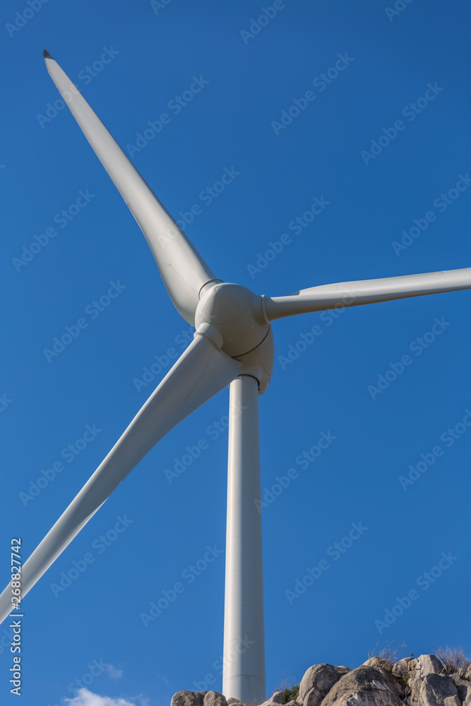 Detailed close up view of a wind turbines; generator, rotor and blade view Detailed close up view of a wind turbines; generator, rotor and blade view