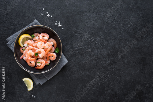 Shrimps, Prawns in bowl photo