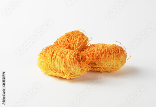 Turkish dessert kadayif, sweet food on white background