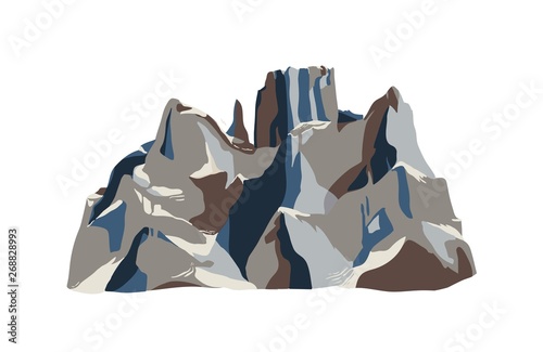 Mountain or crag isolated on white background