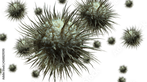 Close up virus cells isolated on white background © Jezper