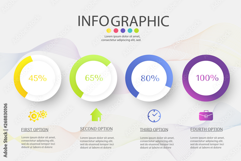 InfoDesign Business template 4 options or steps infographic chart element with place date for presentations,Creative marketing icons concept for infographic,Vector EPS10.