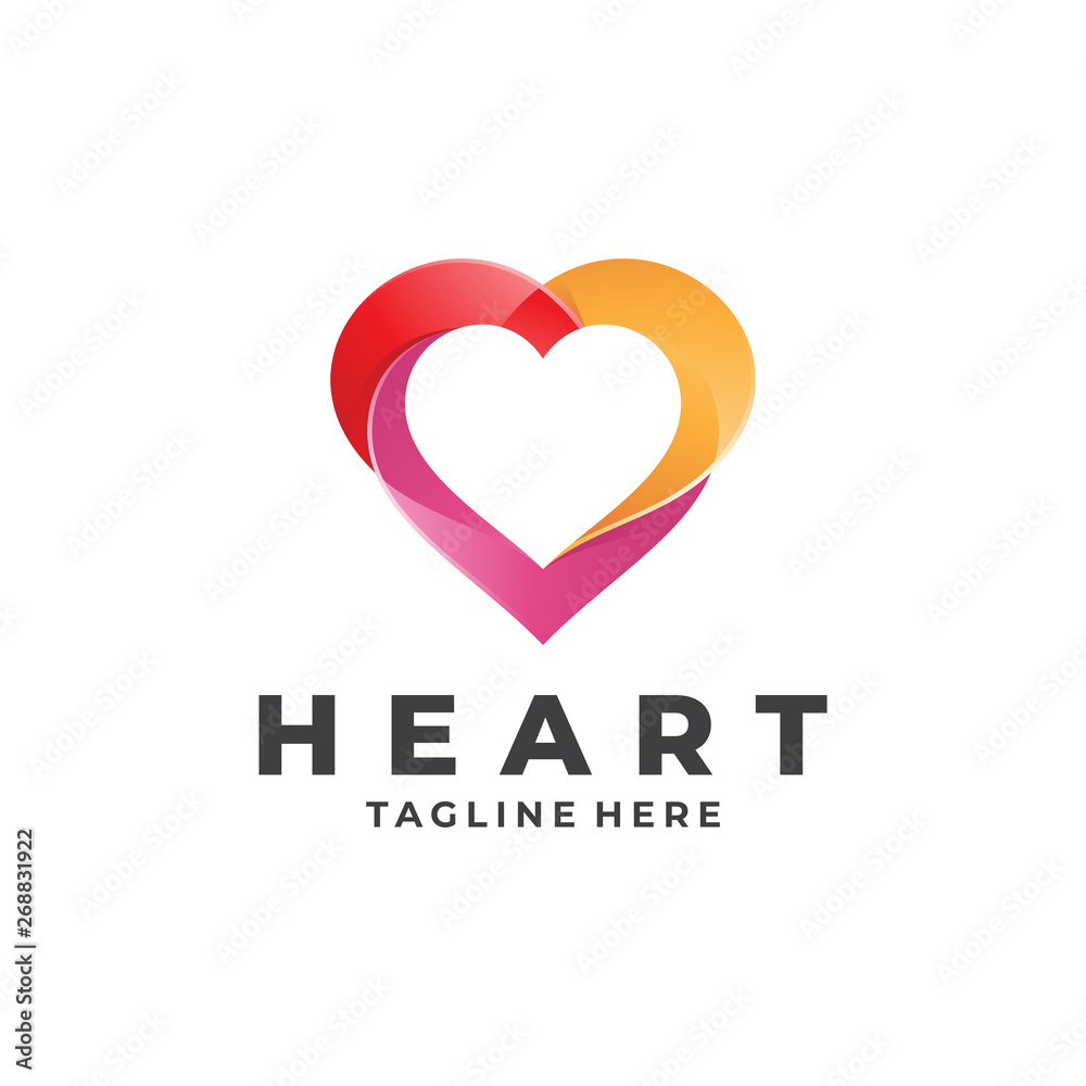 Colorful Heart Love Logo Icon with Modern Gradient Color Colorful Heart Love Logo Icon with Modern Gradient Color