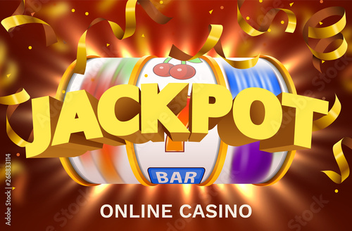 Golden slot machine wins the jackpot. Big win concept. Casino jackpot.
