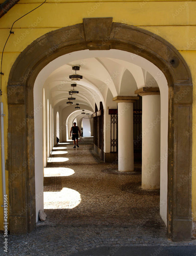 ancient colonnade on a sunny day in Prague ancient colonnade on a sunny day in Prague