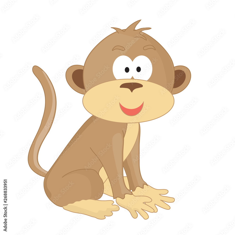 Fototapeta premium Cute little monkey on a white background. Illustration.