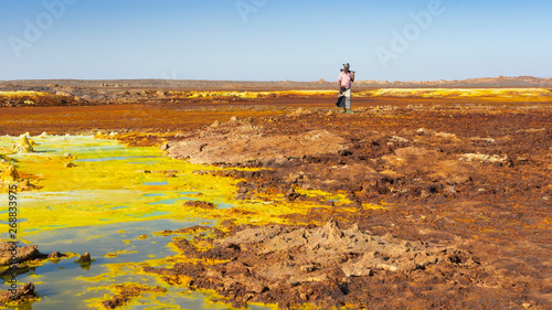 Acid ponds in Dallol site in the Danakil Depression in Ethiopia, Africa photo