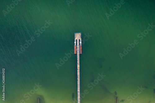 The pier in the sea, aerial view