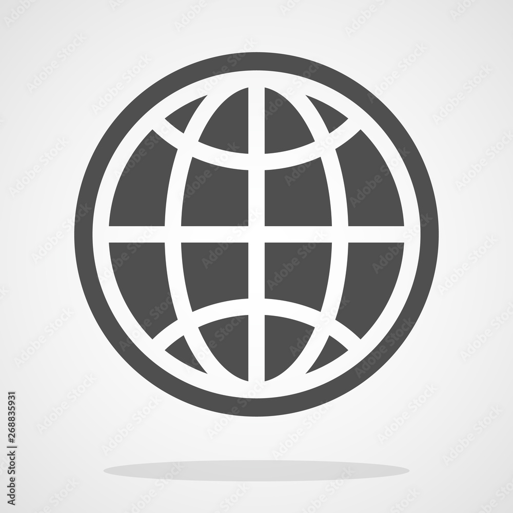 Globe icon in flat style. Vector illustration.
