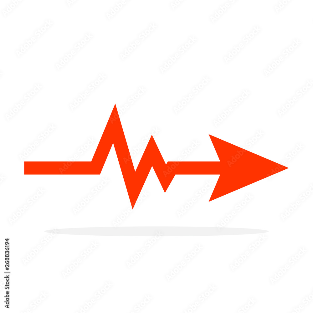 Red Arrow with Heartbeat icon. Vector illustration. Red Arrow with Heartbeat icon. Vector illustration.