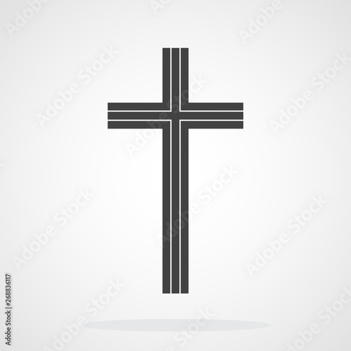 Gray Christian cross icon. Vector illustration.