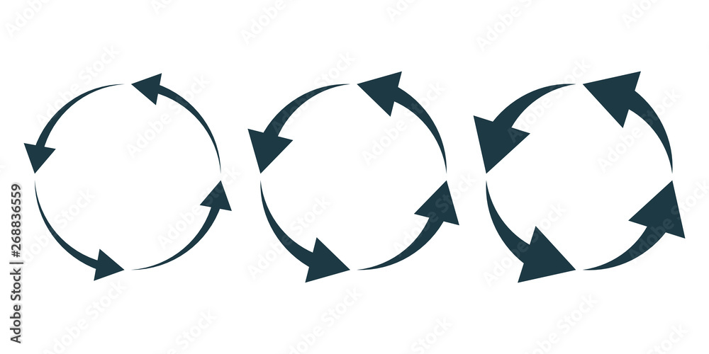 Fototapeta premium Set of black circular arrows. Vector illustration.