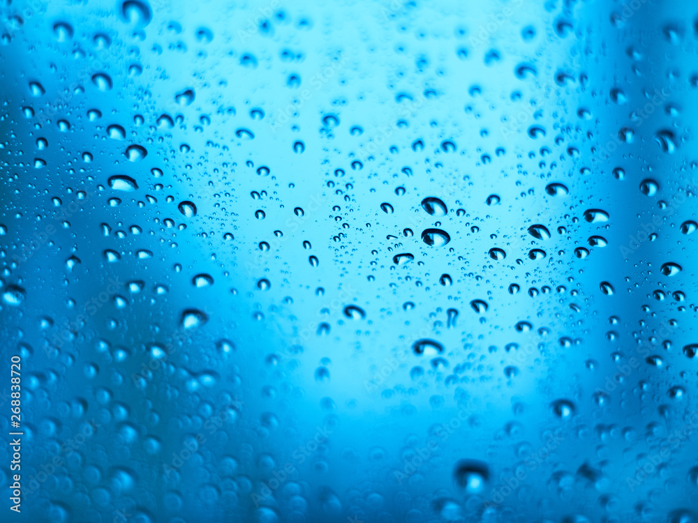Abstract water droplet on window out of focus