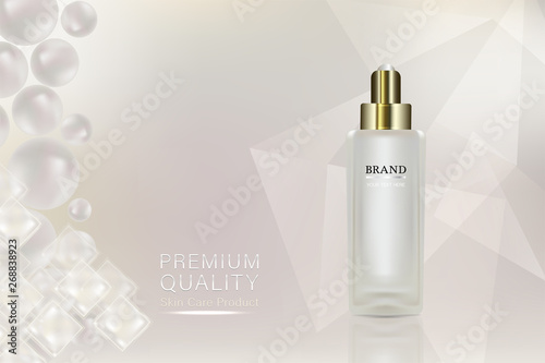 Beauty product, white cosmetic container with advertising background ready to use, luxury skin care ad, illustration vector.