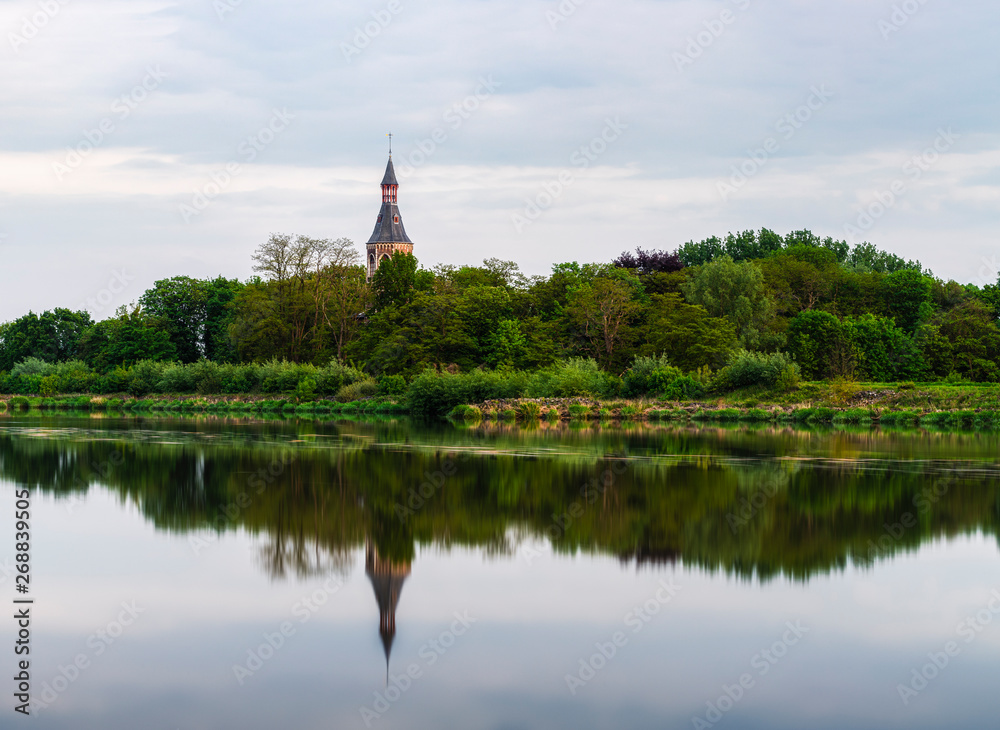 Willebroek, Belgium: The 18th century Castle De Bocht, reflected in the river Rupel