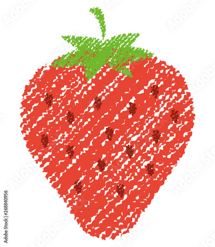 Strawberry illustration  (handwriting style / Colored pencil stroke) 