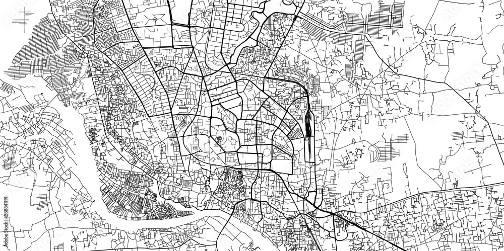 Urban vector city map of Dhaka, Bangladesh