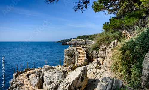 Beatiful  coastal path on the Cap d'Antibes, France. photo