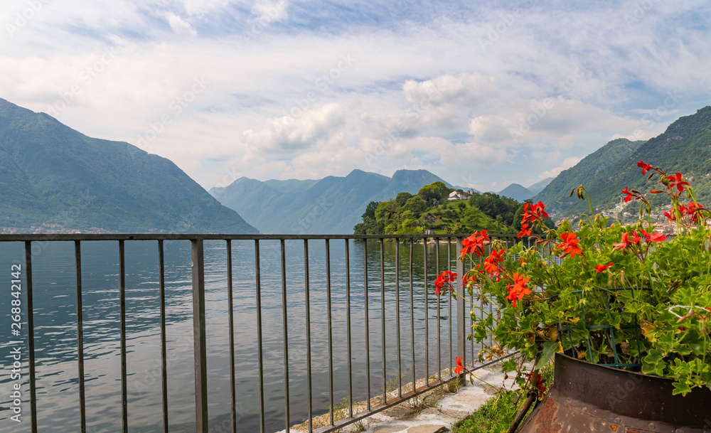 lovely view at the lake and the mountains