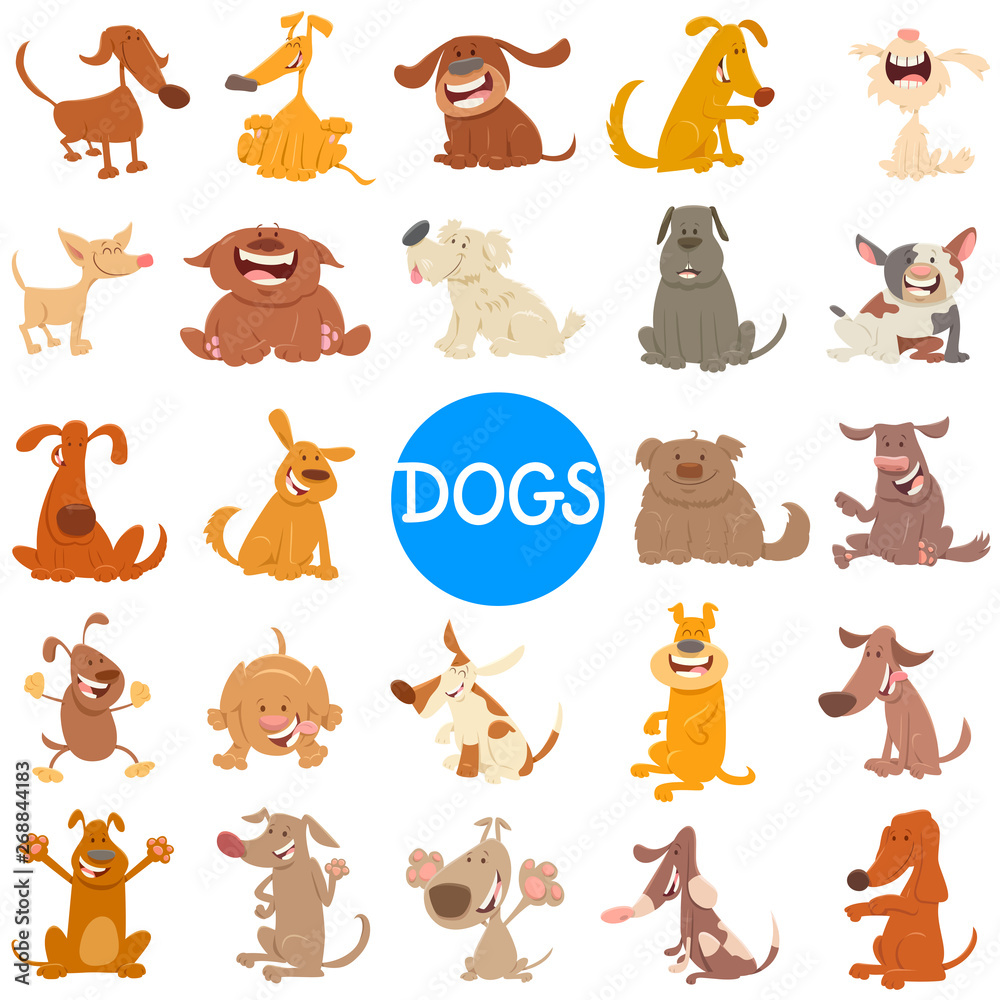 Obraz premium comic dog characters large set