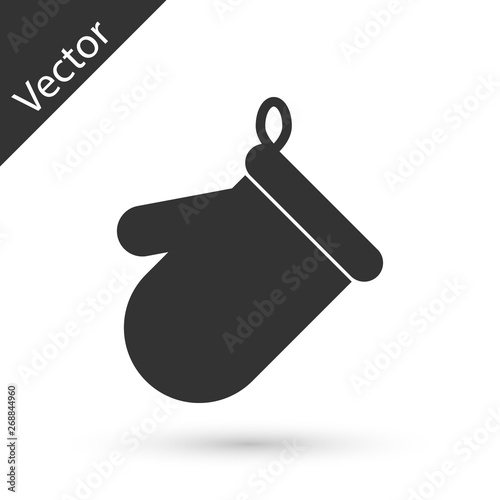 Grey Oven glove icon isolated on white background. Kitchen potholder sign. Cooking glove. Vector Illustration