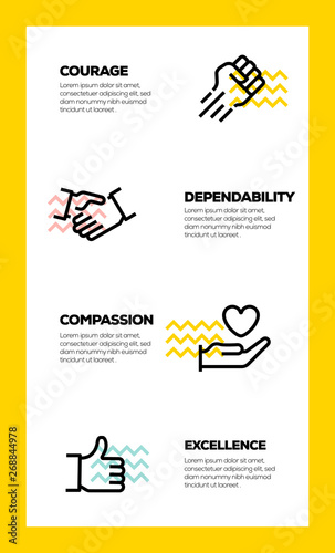 CORE VALUES LINE ICON CONCEPT