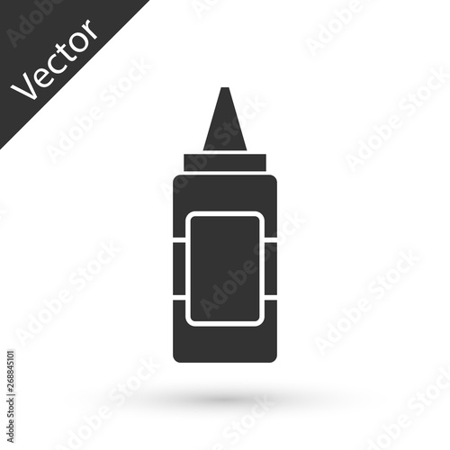 Grey Mustard bottle icon isolated on white background. Vector Illustration