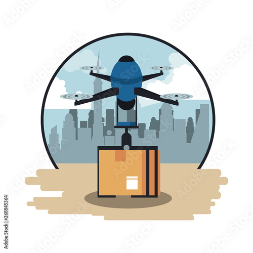 Drone flying with box