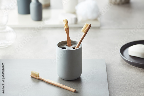 Alternative toothbrushes in holder. photo