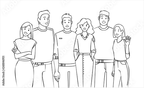 A group of young people. International team. Young professionals. Students.
