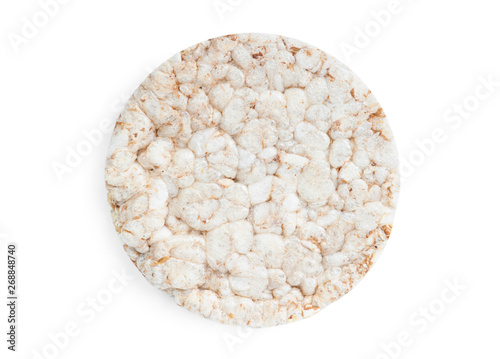 Dried diet crispy rice round bread isolated