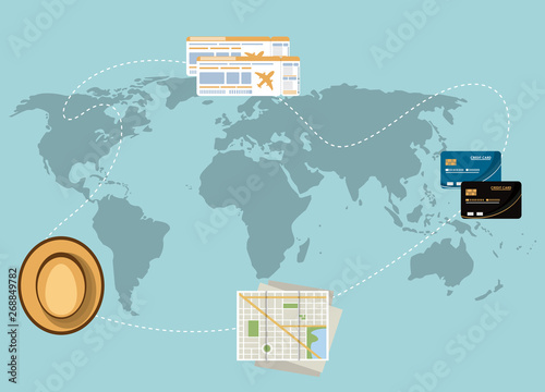 Travel elements on world map