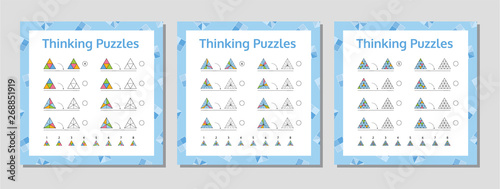Thinking Puzzles Educational Game Set.  Logical Thinking Skills Game. Vector illustration.