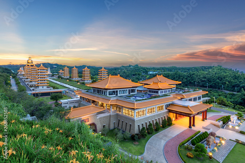 Aerial view of Fo Guang Shan Buddha Temple in Kaohsiung, taiwan photo