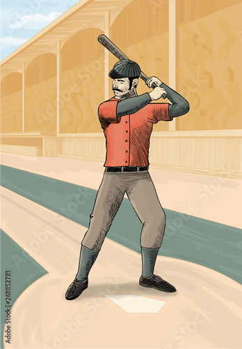 Vintage Baseball Player At Bat