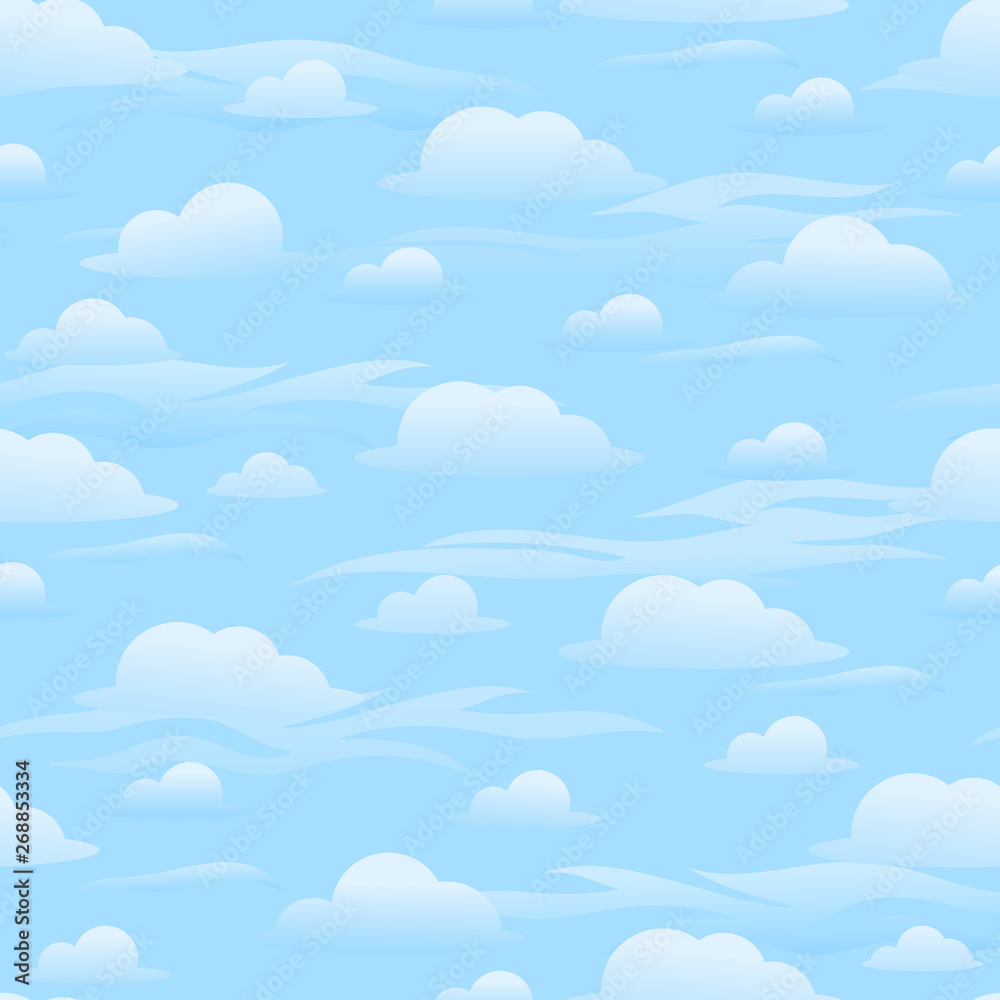 Blue sky clouds seamless pattern. Vector Illustration. Blue sky clouds seamless pattern. Vector Illustration.