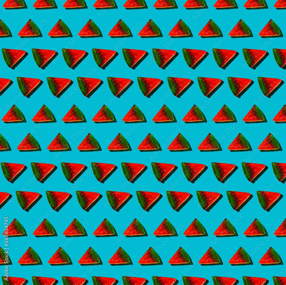 Gummy Pizza Pattern on Blue Gummy Pizza Pattern on Blue