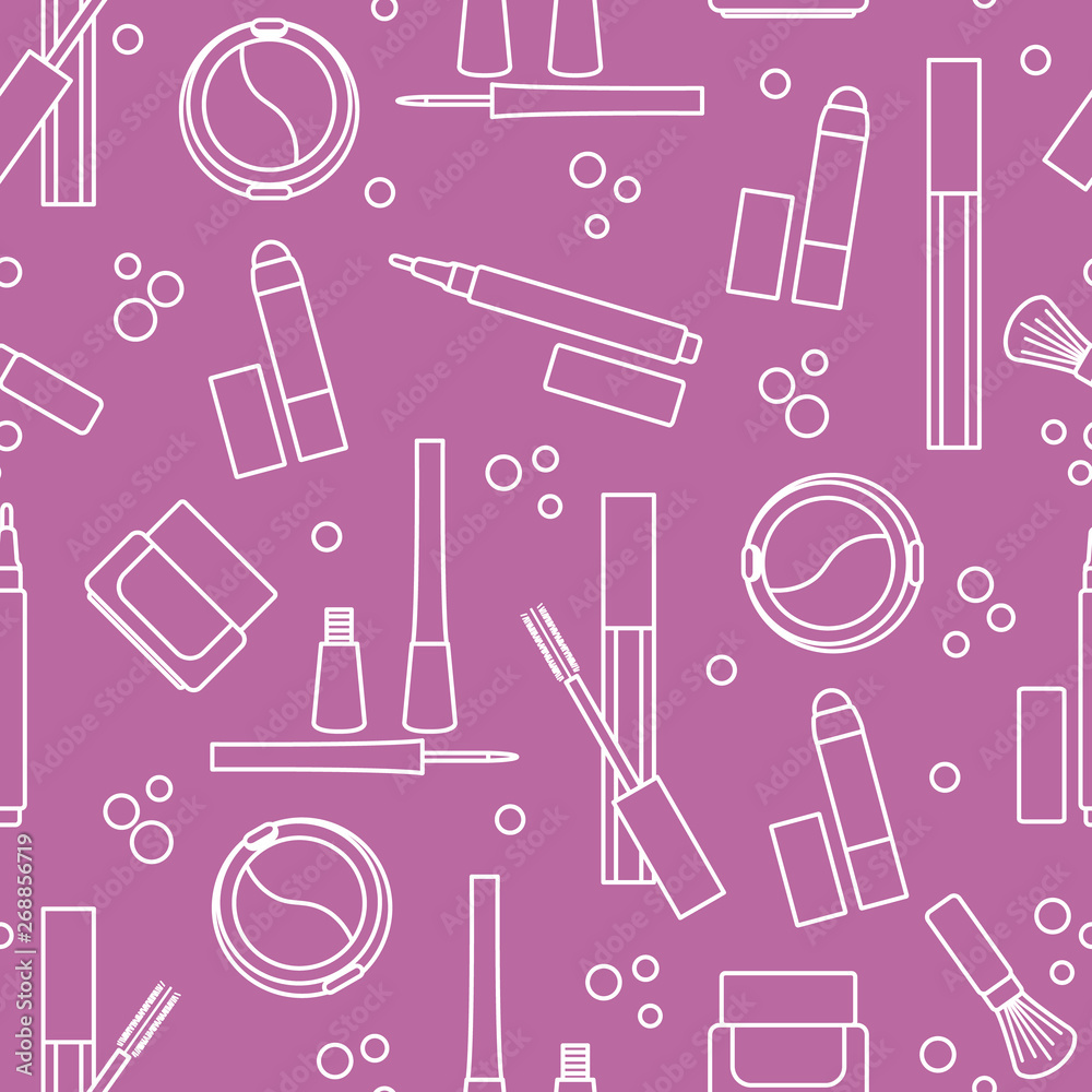 Seamless pattern of decorative cosmetics. Seamless pattern of decorative cosmetics.