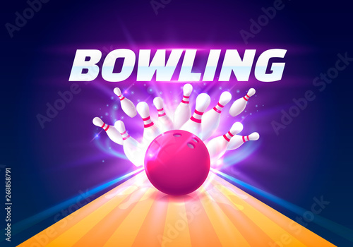 Bowling club poster with the bright background.